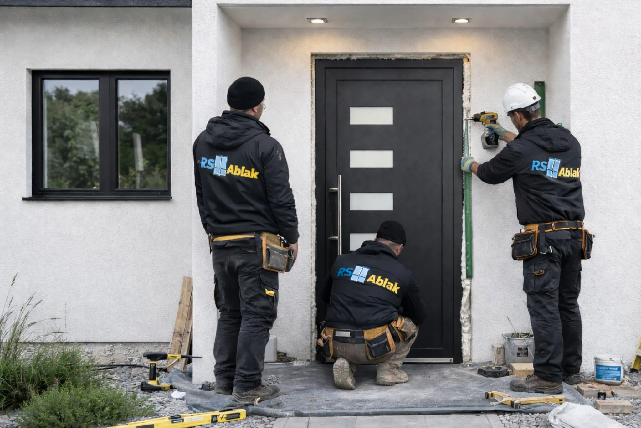 Bejárati ajtó beépítése az RS Ablakkal